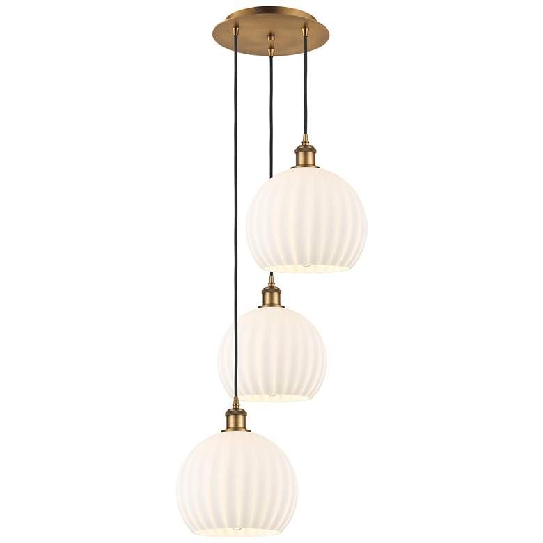 Image 1 Ballston 16.5"W 3 Light Brushed Brass Cord Multi Pendant w/ Venetian S
