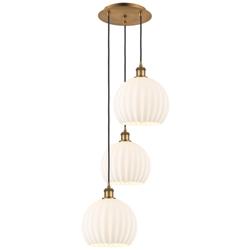 Ballston 16.5"W 3 Light Brushed Brass Cord Multi Pendant w/ Venetian S