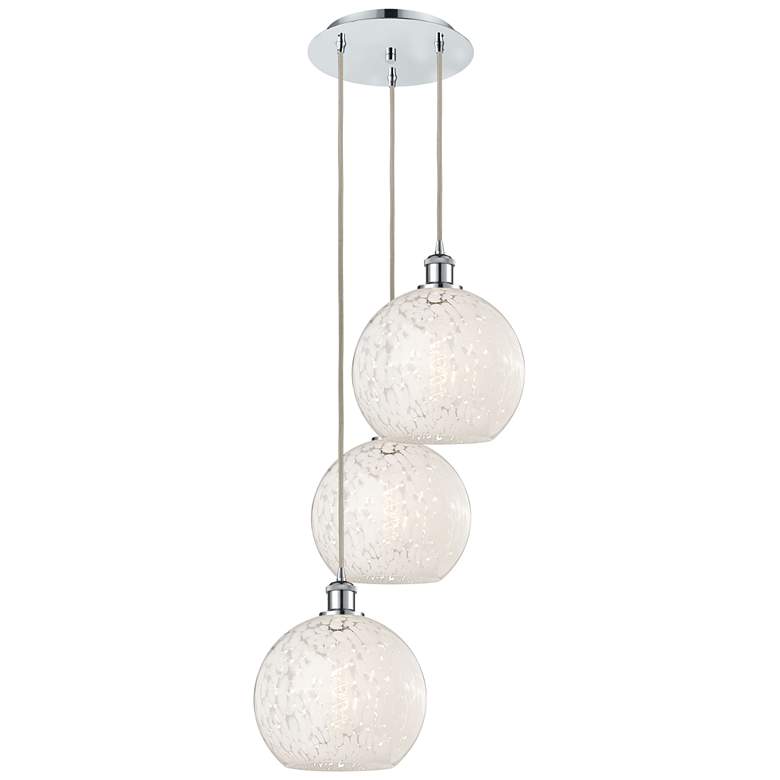 Image 1 Ballston 16.5"W 3 Light Chrome Corded Multi Pendant w/ Mouchette Shade