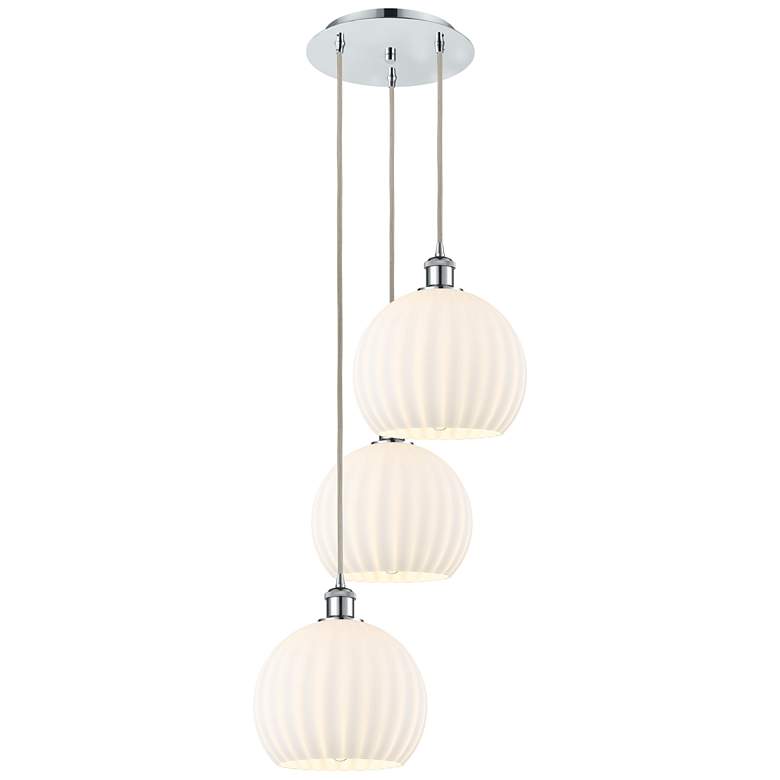 Image 1 Ballston 16.5"W 3 Light Chrome Corded Multi Pendant w/ White Venetian