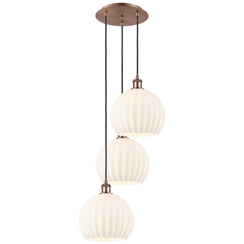 Image 1 Ballston 16.5"W 3 Light Copper Corded Multi Pendant w/ White Venetian