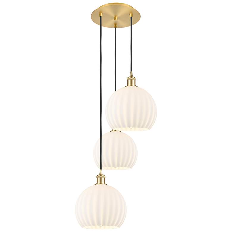 Image 1 Ballston 16.5"W 3 Light Gold Corded Multi Pendant w/ White Venetian Sh