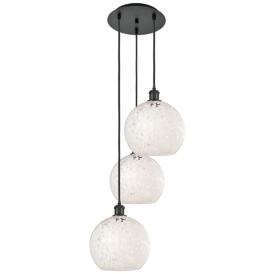 Ballston 16.5"W 3 Light Matte Black Corded Multi Pendant w/ Mouchette Ballston 16.5"W 3 Light Matte Black Corded Multi Pendant w/ Mouchette
