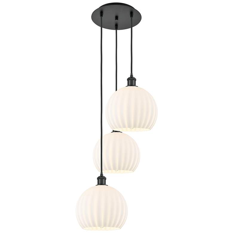 Image 1 Ballston 16.5"W 3 Light Matte Black Corded Multi Pendant w/ Venetian S