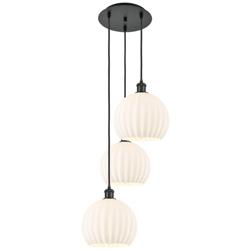 Ballston 16.5"W 3 Light Matte Black Corded Multi Pendant w/ Venetian S