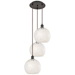 Ballston 16.5"W 3 Light Oiled Bronze Cord Multi Pendant w/ Mouchette S