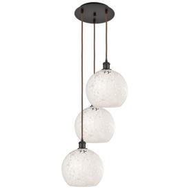 Ballston 16.5"W 3 Light Oiled Bronze Cord Multi Pendant w/ Mouchette S Ballston 16.5"W 3 Light Oiled Bronze Cord Multi Pendant w/ Mouchette S