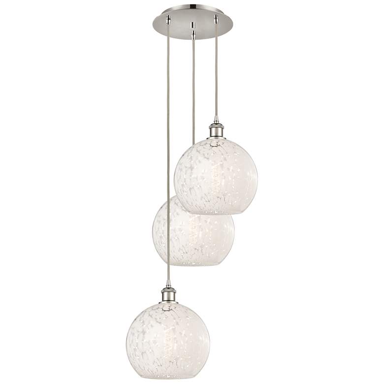 Image 1 Ballston 16.5"W 3 Light Polished Nickel Cord Pendant w/ Mouchette Shad