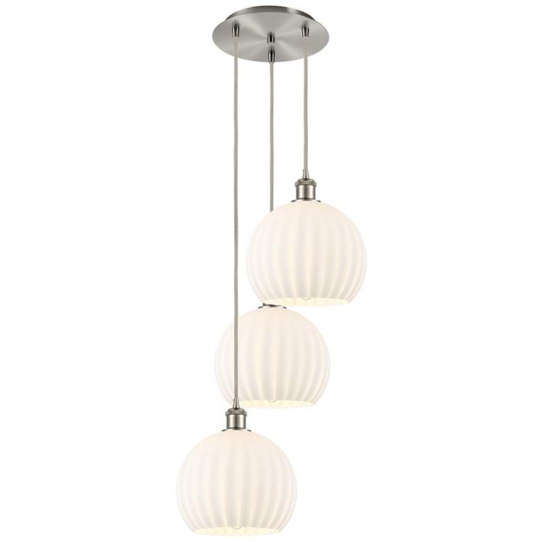 Image 1 Ballston 16.5"W 3 Light Satin Nickel Corded Multi Pendant w/ Venetian