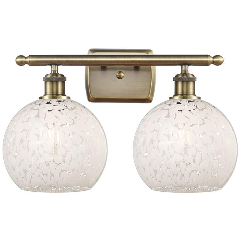 Image 1 Ballston 16" Wide 2 Light Antique Brass Bath Light w/ White Mouchette