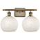 Ballston 16" Wide 2 Light Antique Brass Bath Light w/ White Mouchette
