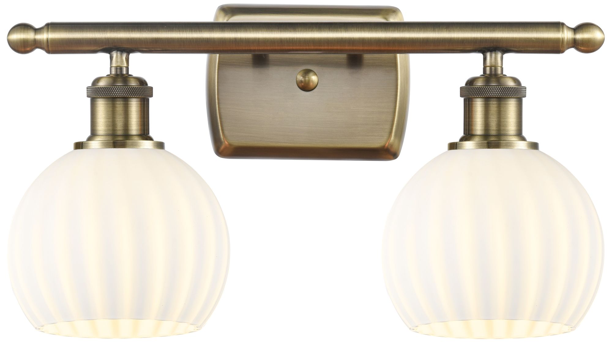 Ballston 16" Wide 2 Light Antique Brass Bath Light w/ White Venetian S