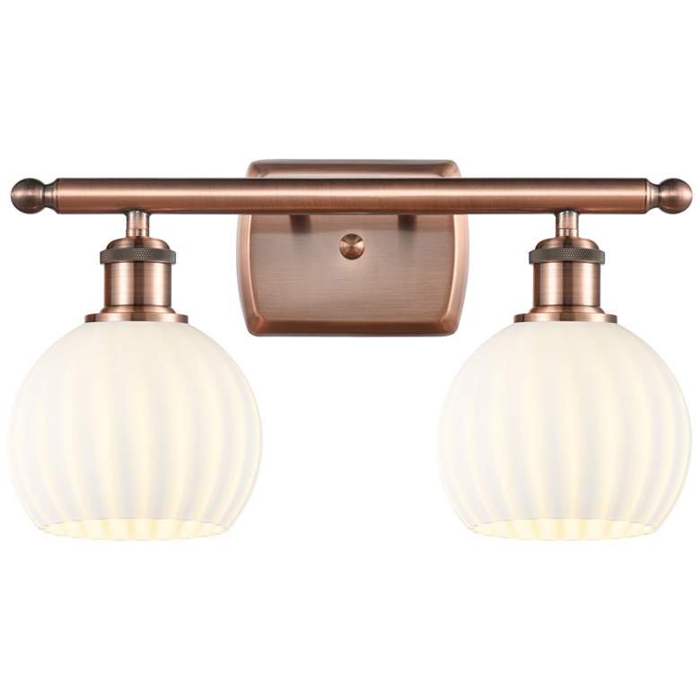 Image 1 Ballston 16" Wide 2 Light Antique Copper Bath Light w/ White Venetian