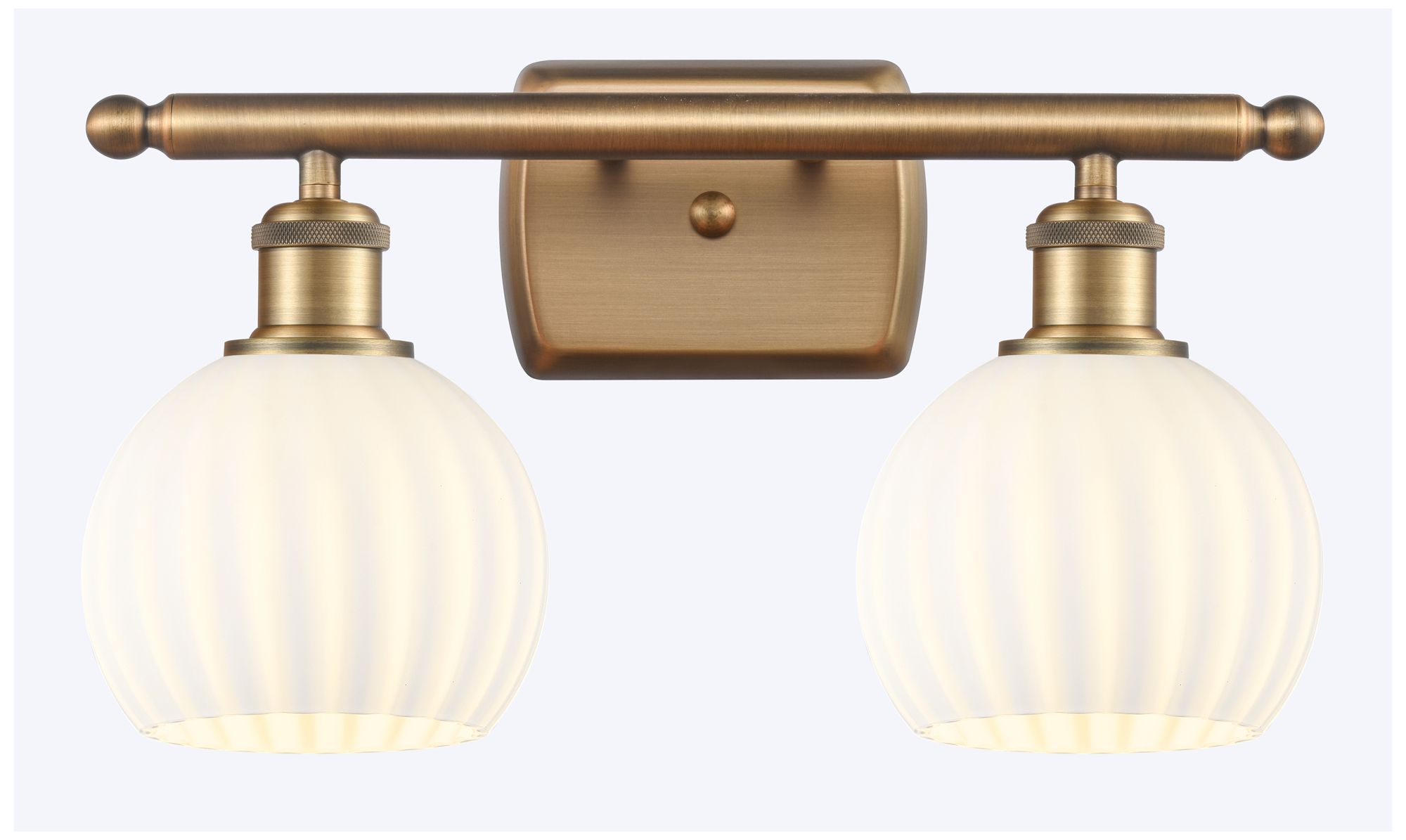 Ballston 16" Wide 2 Light Brushed Brass Bath Light w/ White Venetian S