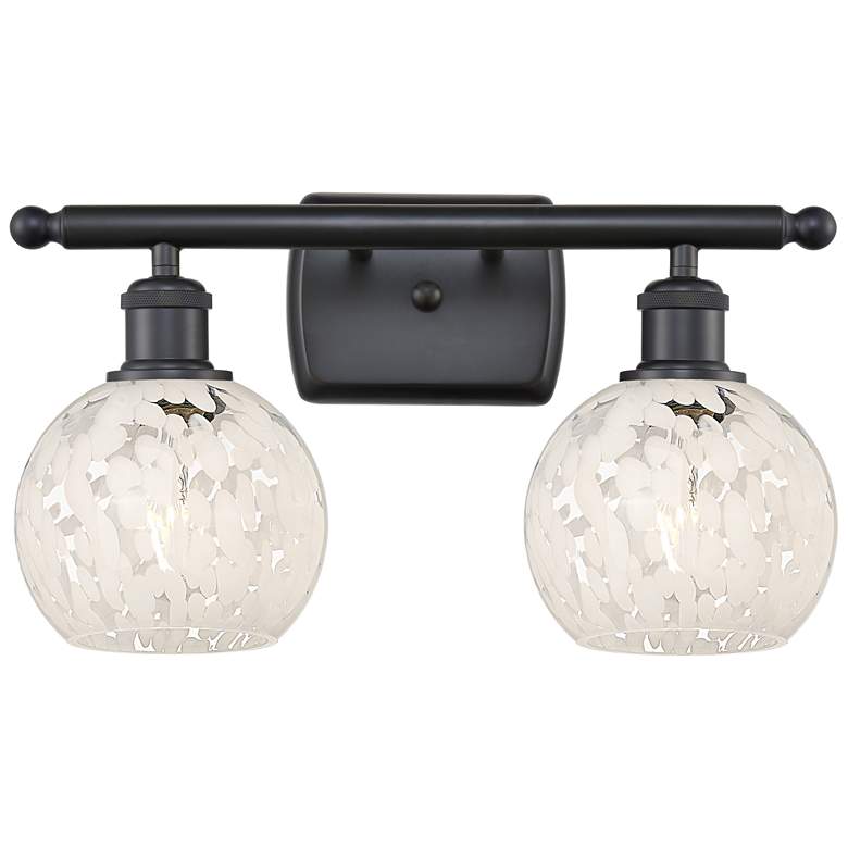 Image 1 Ballston 16" Wide 2 Light Matte Black Bath Light With White Mouchette