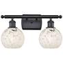 Ballston 16" Wide 2 Light Matte Black Bath Light With White Mouchette