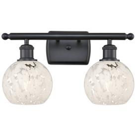 Ballston 16" Wide 2 Light Matte Black Bath Light With White Mouchette Ballston 16" Wide 2 Light Matte Black Bath Light With White Mouchette