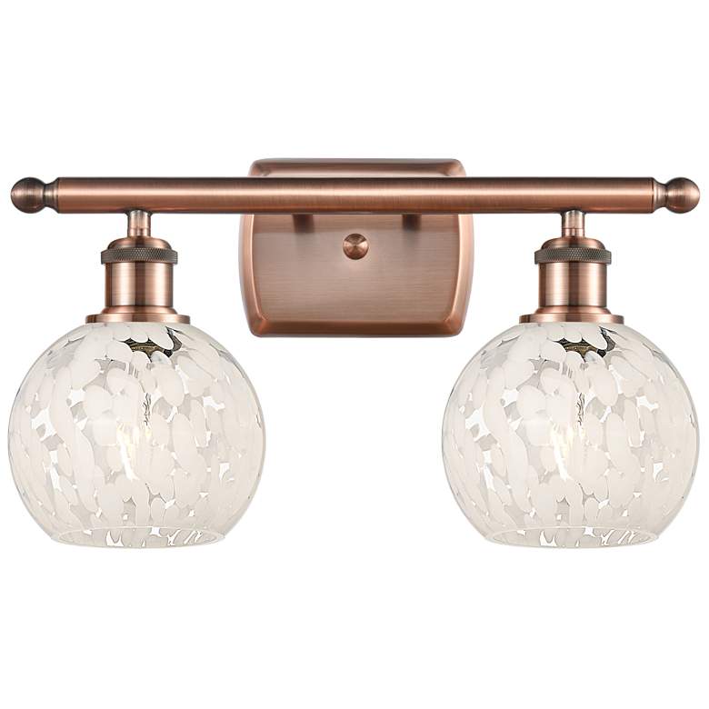 Image 1 Ballston 16"W 2 Light Antique Copper Bath Light w/ White Mouchette Sha