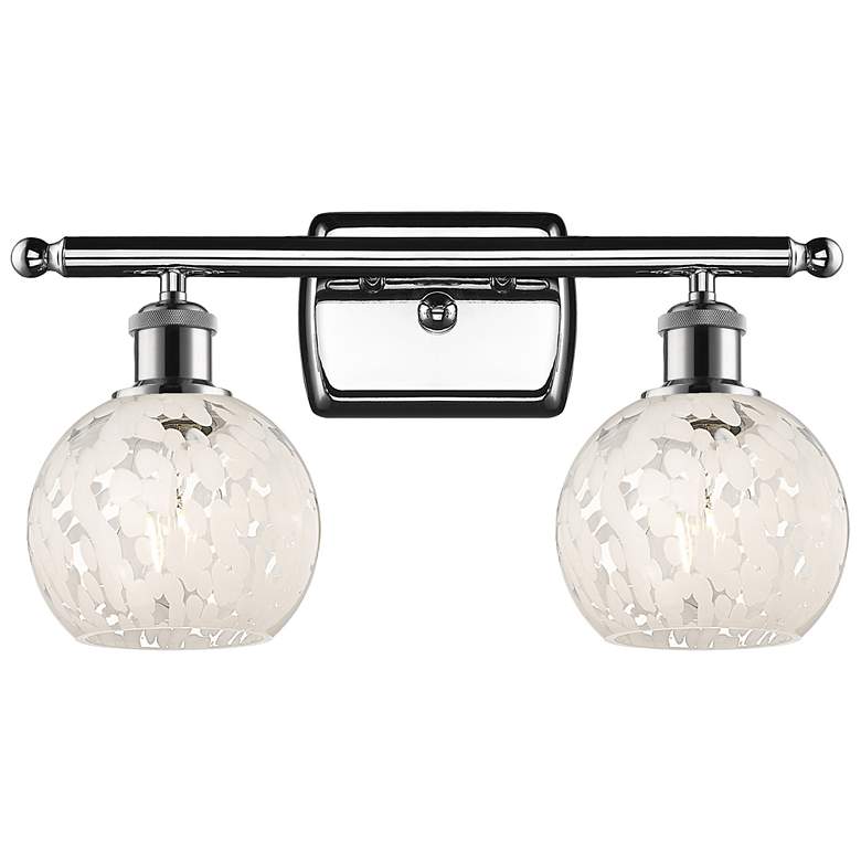 Image 1 Ballston 16"W 2 Light Polished Chrome Bath Light w/ White Mouchette Sh