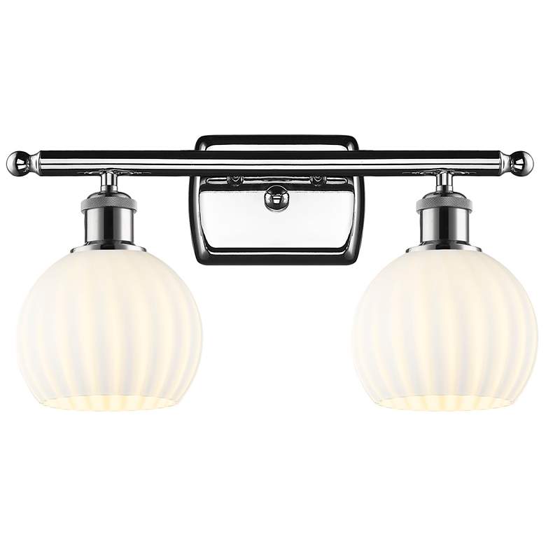 Image 1 Ballston 16"W 2 Light Polished Chrome Bath Light w/ White Venetian Sha