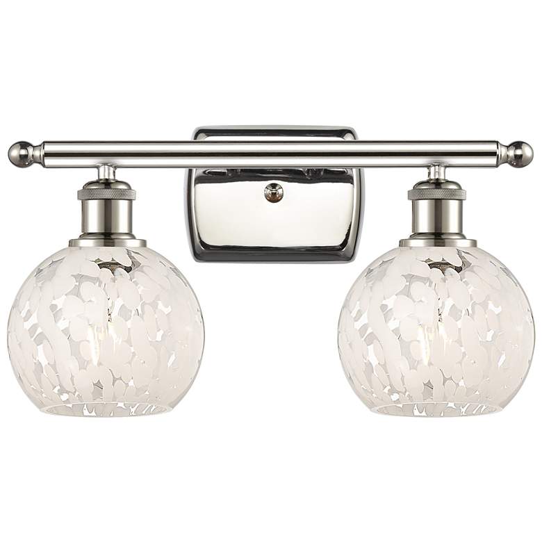 Image 1 Ballston 16"W 2 Light Polished Nickel Bath Light w/ White Mouchette Sh