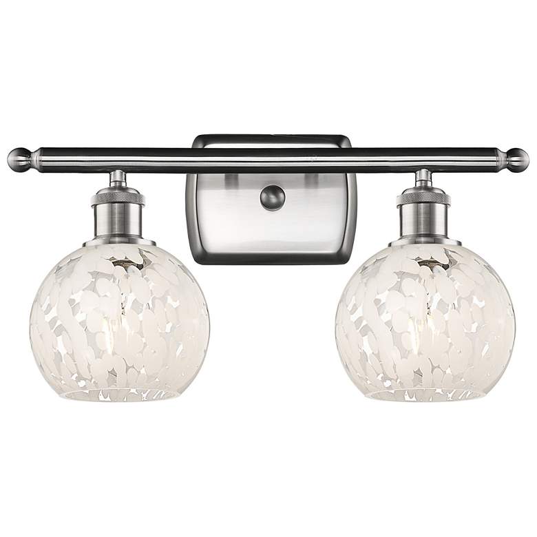 Image 1 Ballston 16"W 2 Light Satin Nickel Bath Light w/ White Mouchette Shade