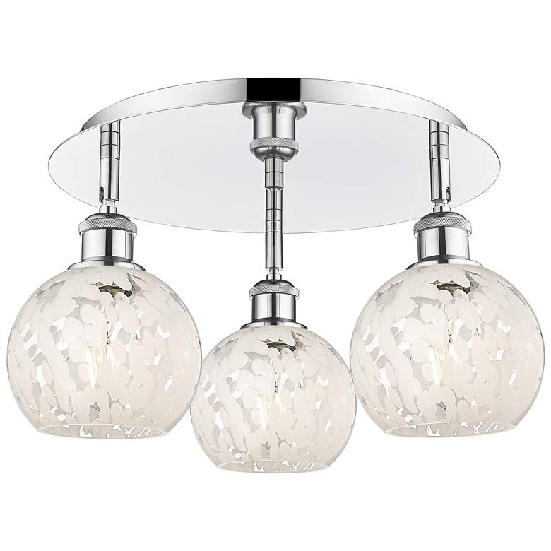 Image 1 Ballston 17.75"W 3 Light Chrome Flush Mount w/ White Mouchette Shade
