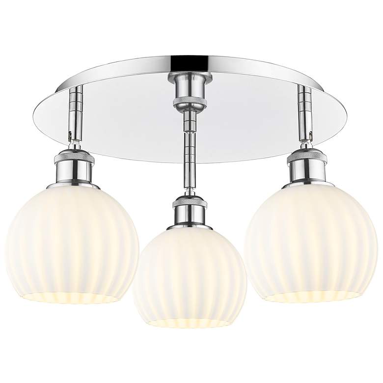 Image 1 Ballston 17.75"W 3 Light Chrome Flush Mount w/ White Venetian Shade