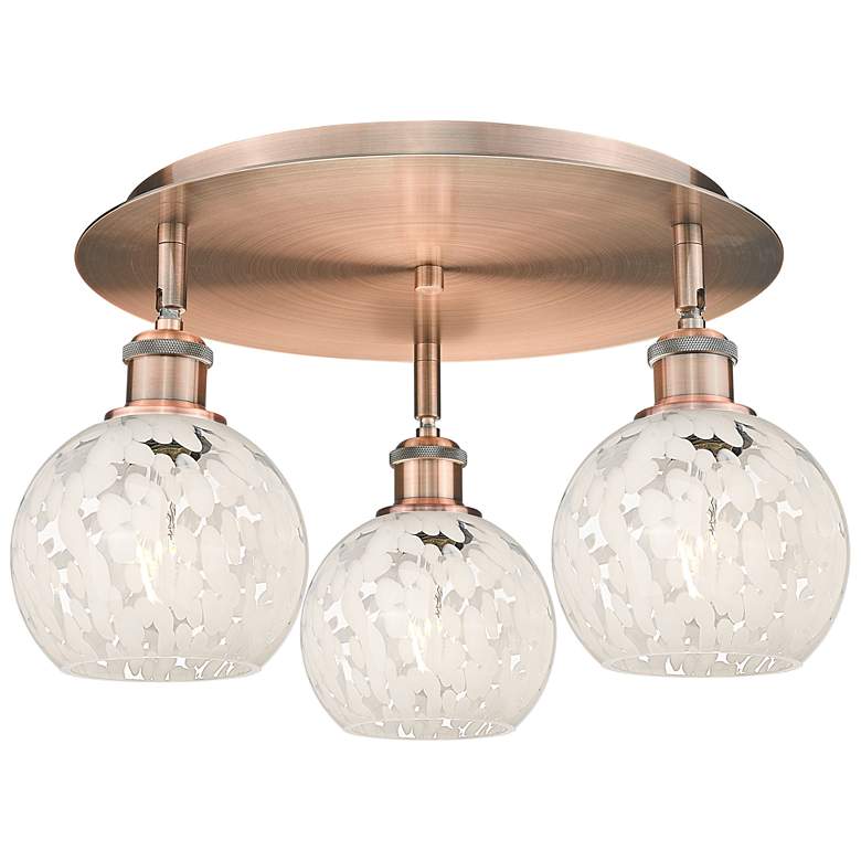 Image 1 Ballston 17.75"W 3 Light Copper Flush Mount w/ White Mouchette Shade