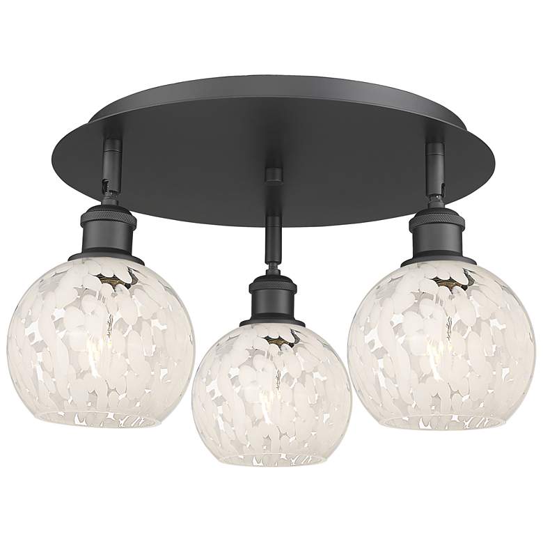 Image 1 Ballston 17.75"W 3 Light Matte Black Flush Mount w/ White Mouchette Sh