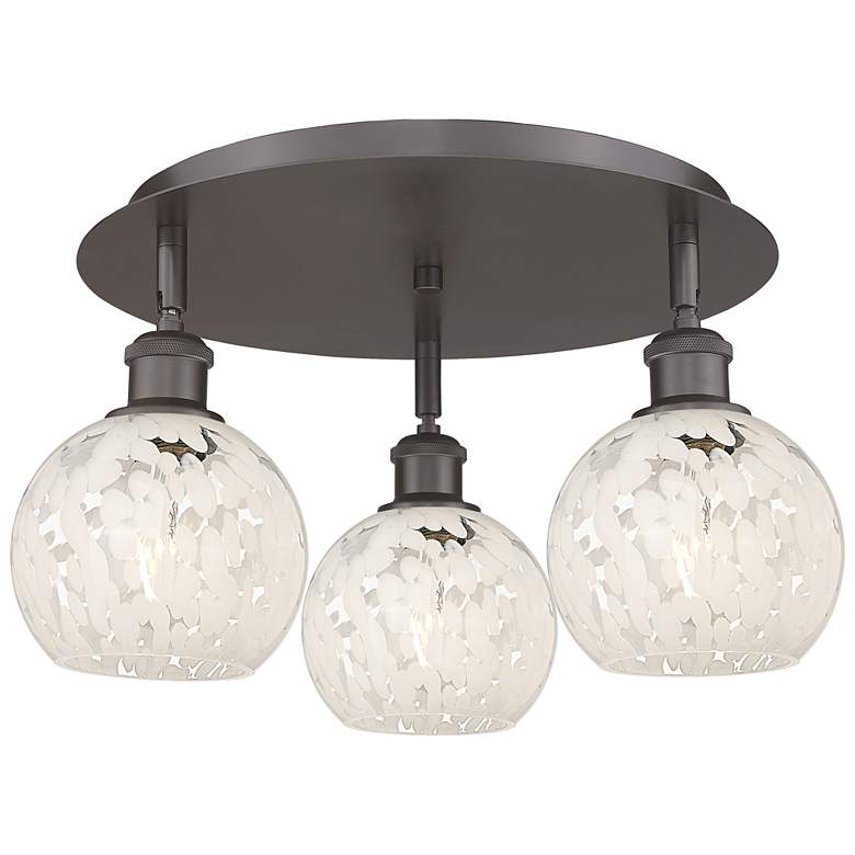 Image 1 Ballston 17.75"W 3 Light Oiled Bronze Flush Mount w/ White Mouchette S