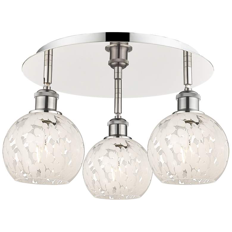 Image 1 Ballston 17.75"W 3 Light Polished Nickel Flush Mount w/ Mouchette Shad