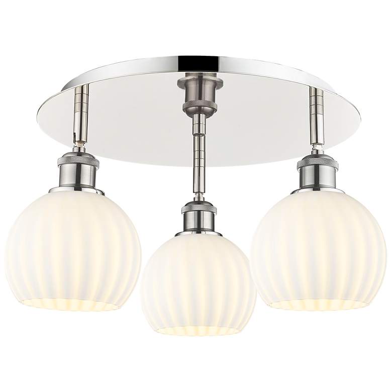 Image 1 Ballston 17.75"W 3 Light Polished Nickel Flush Mount w/ Venetian Shade