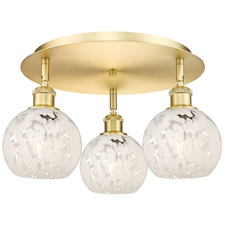 Image 1 Ballston 17.75"W 3 Light Satin Gold Flush Mount w/ White Mouchette Sha