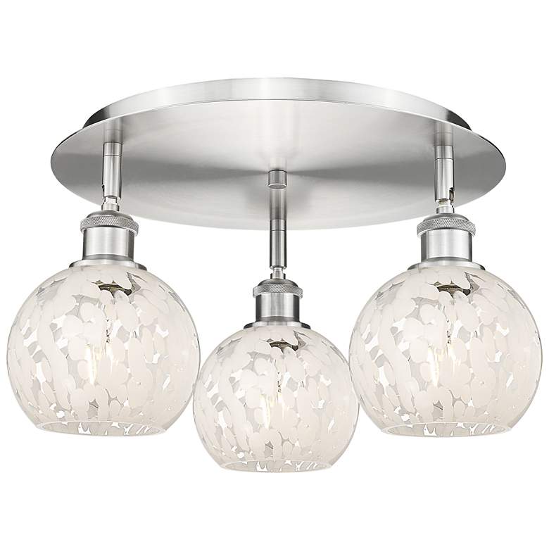 Image 1 Ballston 17.75"W 3 Light Satin Nickel Flush Mount w/ White Mouchette S