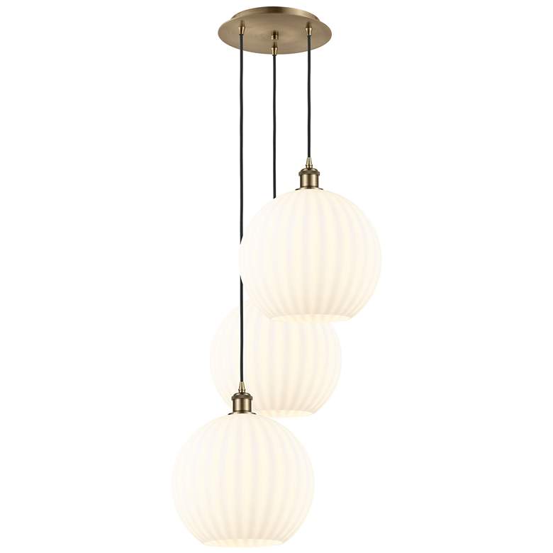Image 1 Ballston 18.5"W 3 Light Antique Brass Cord Multi Pendant w/ Venetian S