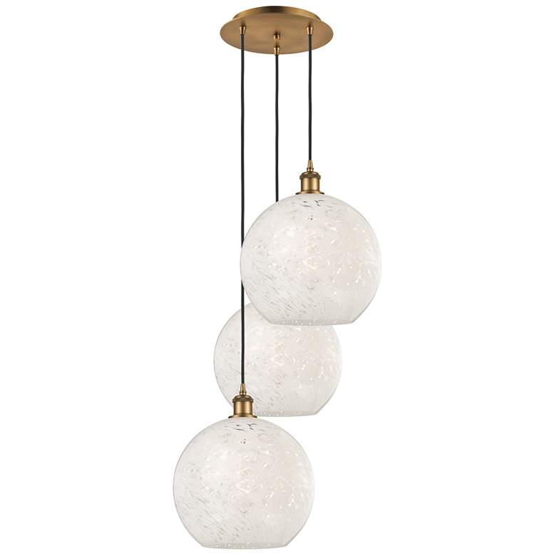 Image 1 Ballston 18.5"W 3 Light Brushed Brass Cord Multi Pendant w/ Mouchette