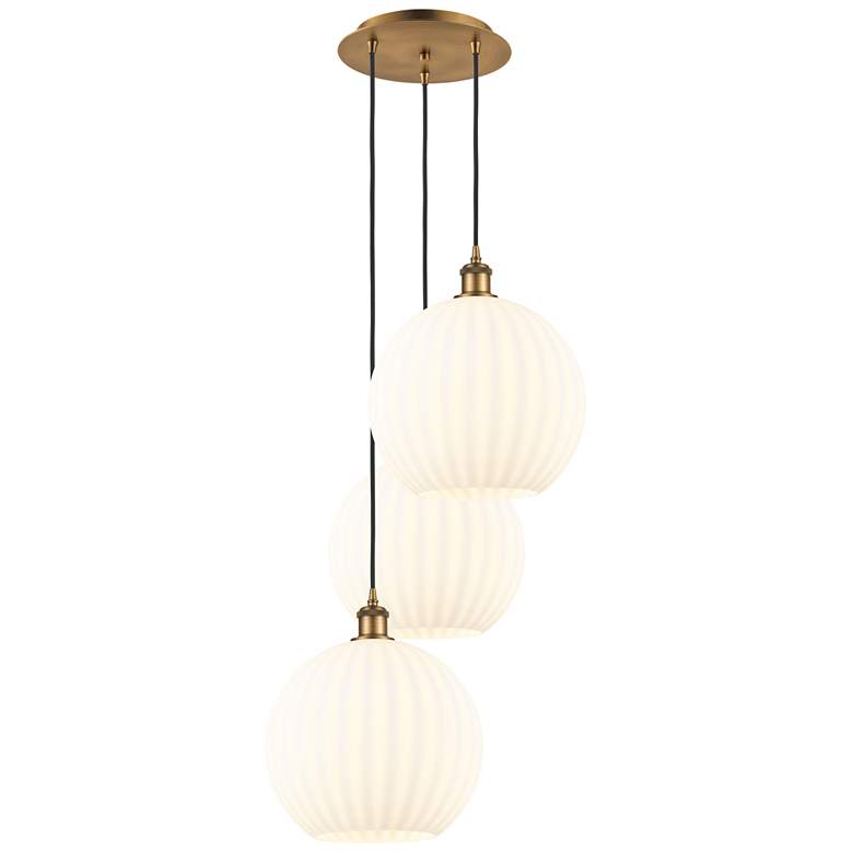 Image 1 Ballston 18.5"W 3 Light Brushed Brass Cord Multi Pendant w/ Venetian S