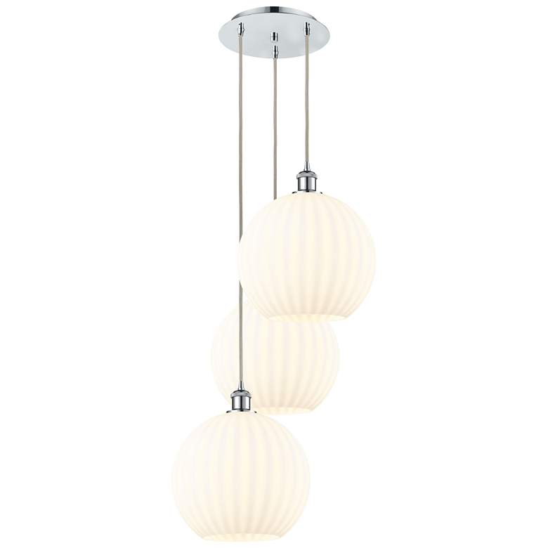 Image 1 Ballston 18.5"W 3 Light Chrome Corded Multi Pendant w/ White Venetian