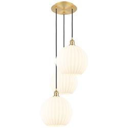 Ballston 18.5"W 3 Light Gold Corded Multi Pendant w/ White Venetian Sh