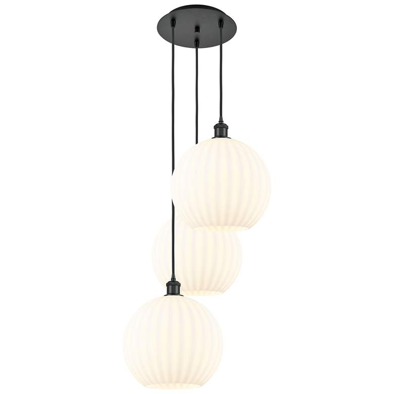 Image 1 Ballston 18.5"W 3 Light Matte Black Corded Multi Pendant w/ Venetian S