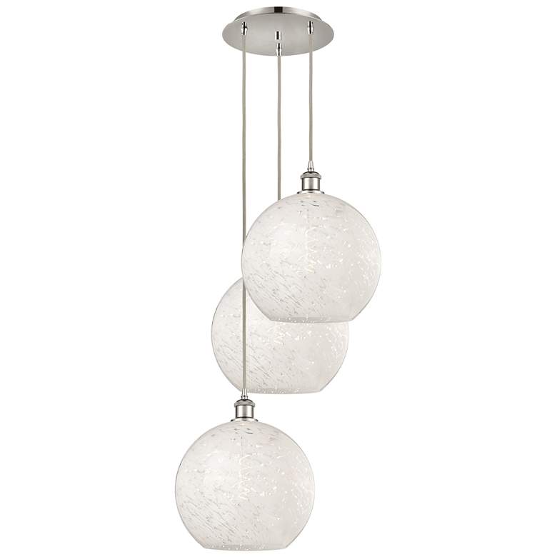 Image 1 Ballston 18.5"W 3 Light Polished Nickel Cord Pendant w/ Mouchette Shad