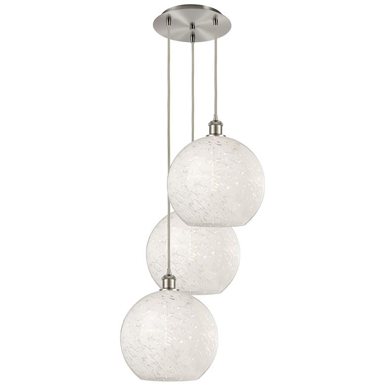 Image 1 Ballston 18.5"W 3 Light Satin Nickel Cord Multi Pendant w/ Mouchette S