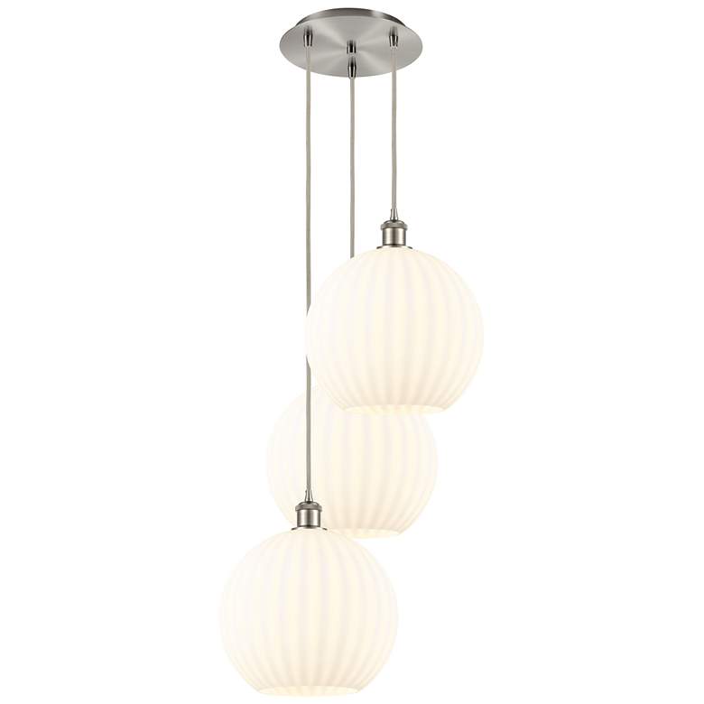Image 1 Ballston 18.5"W 3 Light Satin Nickel Corded Multi Pendant w/ Venetian