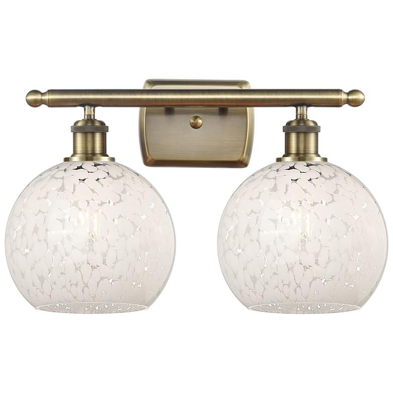 Image 1 Ballston 18" Wide 2 Light Antique Brass Bath Light w/ White Mouchette