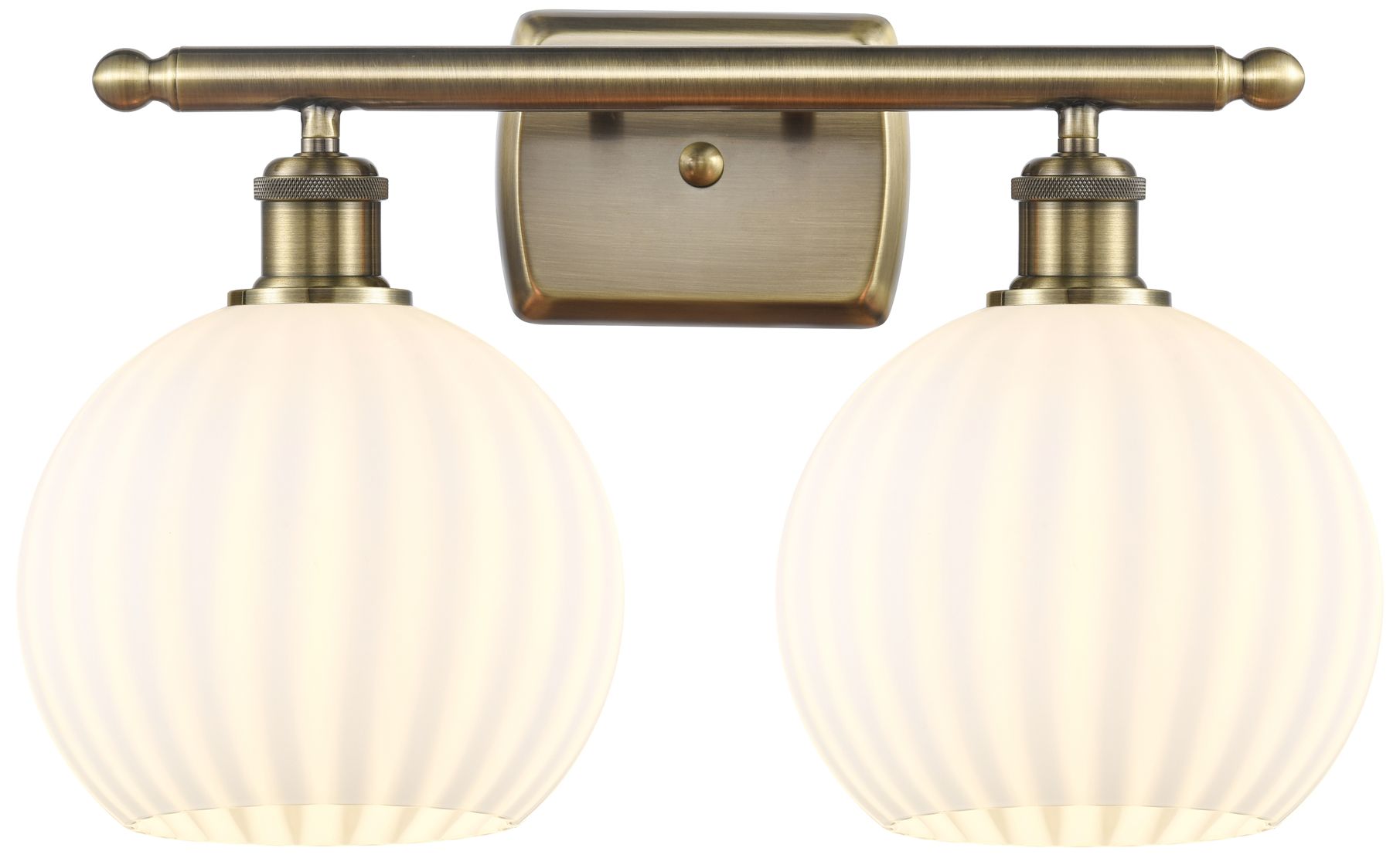 Ballston 18" Wide 2 Light Antique Brass Bath Light w/ White Venetian S