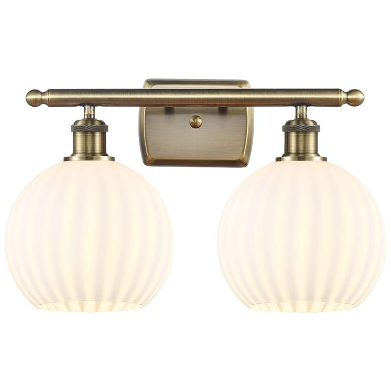 Image 1 Ballston 18" Wide 2 Light Antique Brass Bath Light w/ White Venetian S
