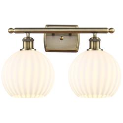 Ballston 18" Wide 2 Light Antique Brass Bath Light w/ White Venetian S