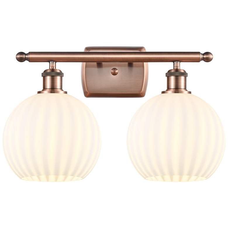 Image 1 Ballston 18" Wide 2 Light Antique Copper Bath Light w/ White Venetian