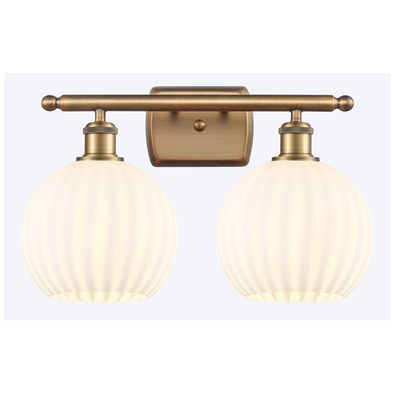 Image 1 Ballston 18" Wide 2 Light Brushed Brass Bath Light w/ White Venetian S